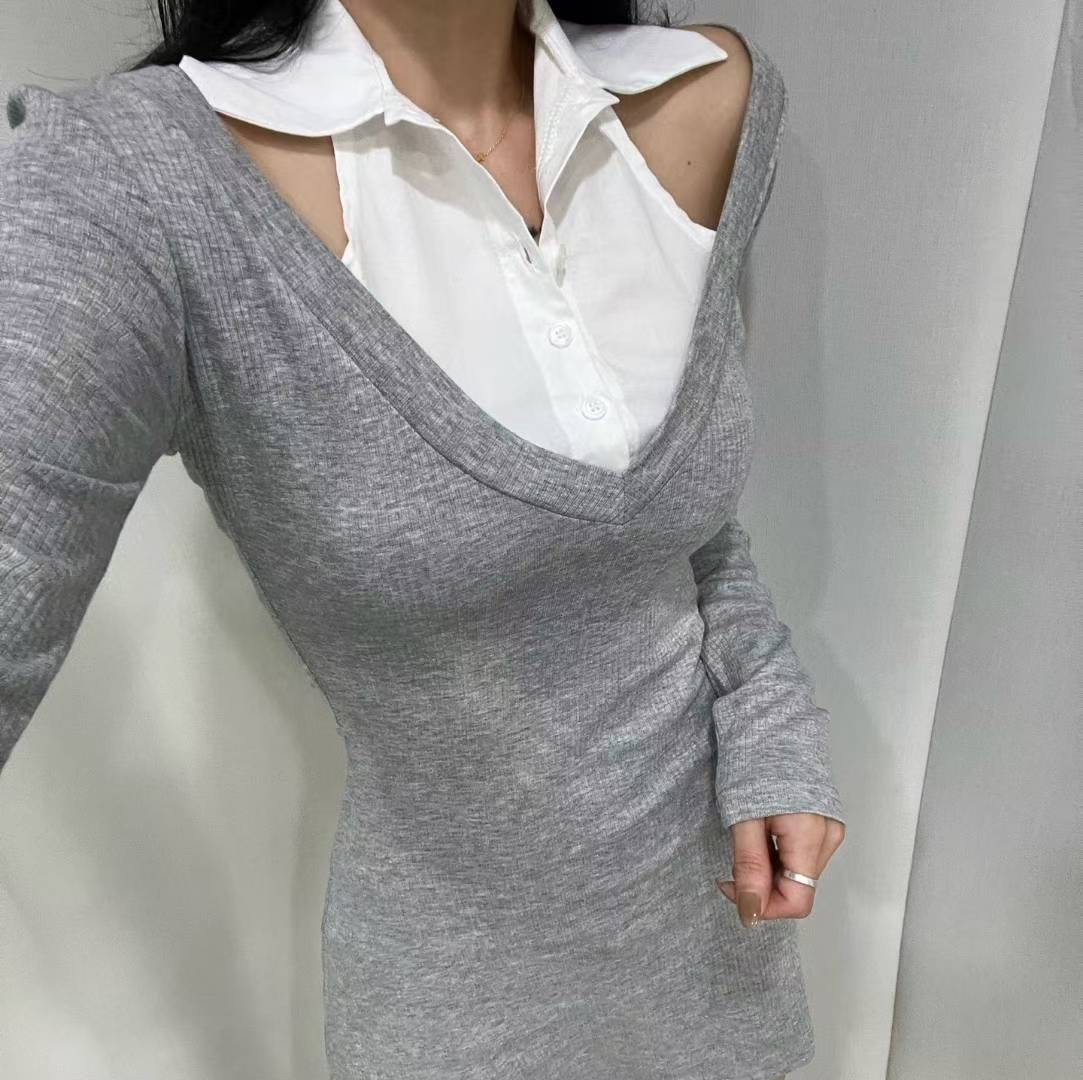 小企領假兩件連身裙