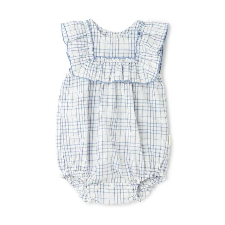 🇯🇵預訂 日本直送🇯🇵Petit Main兩色荷葉邊格紋短袖包屁衣