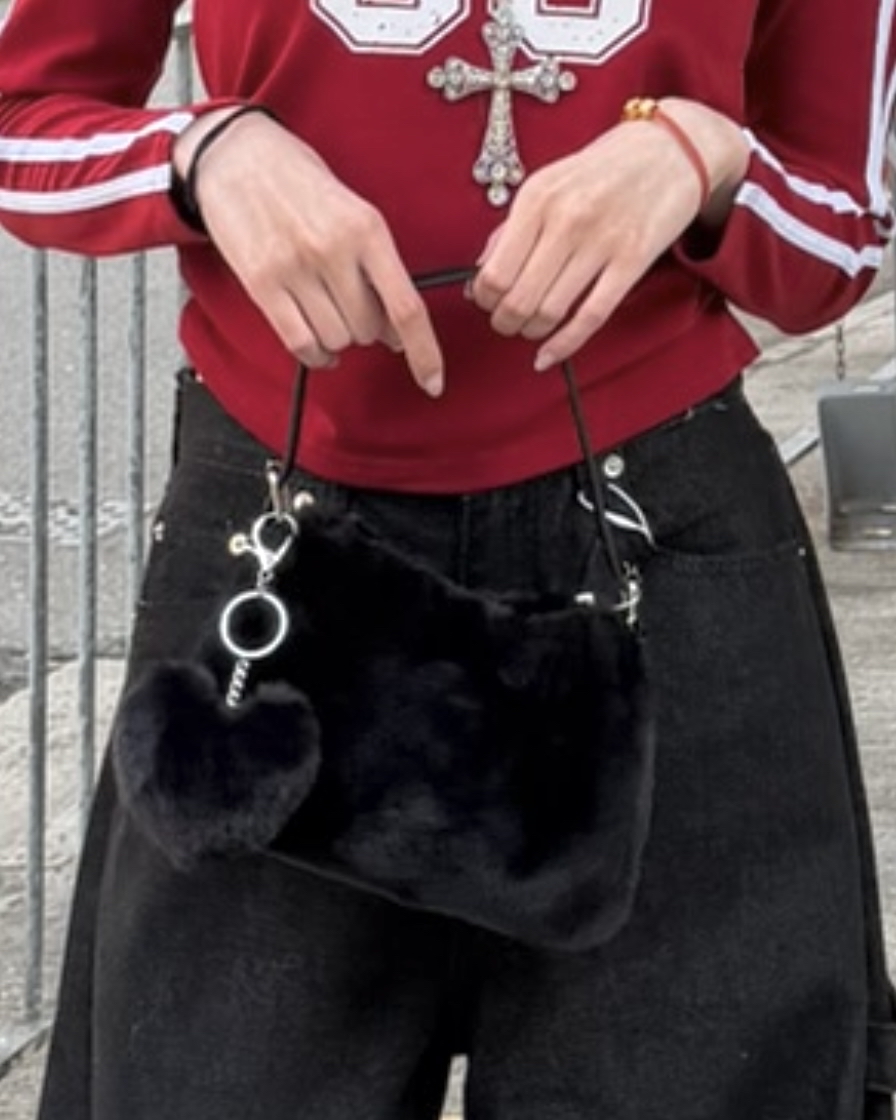 韓國豹紋毛毛迷你手袋（兩用）