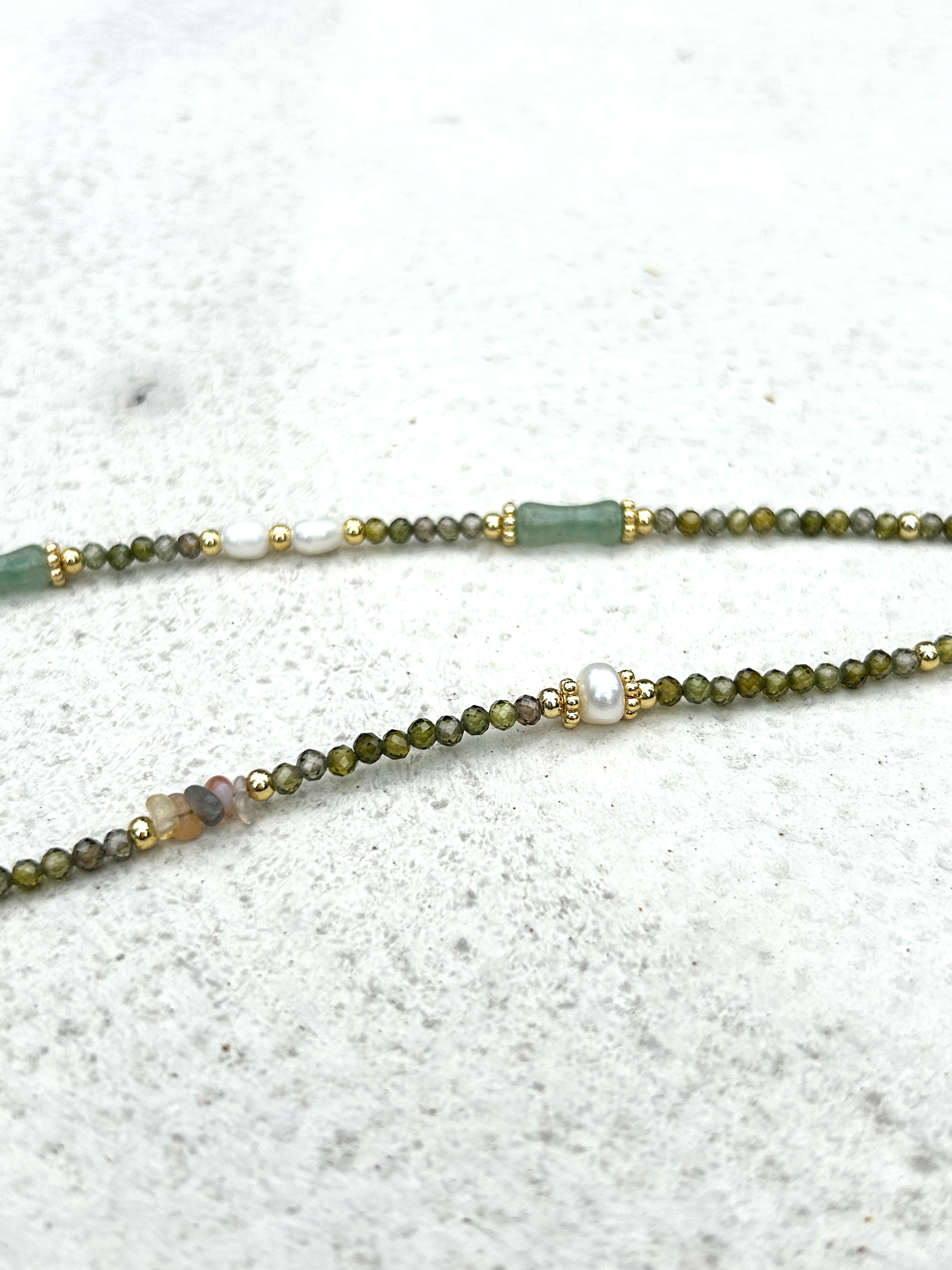 Green stone stainless necklace