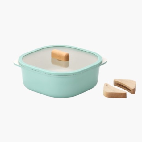 Neoflam - FIKA Objet Comfort 16cm湯鍋 / 20cm燉鍋 / 25cm煎鍋 + 木手柄2件 (薄荷綠色)