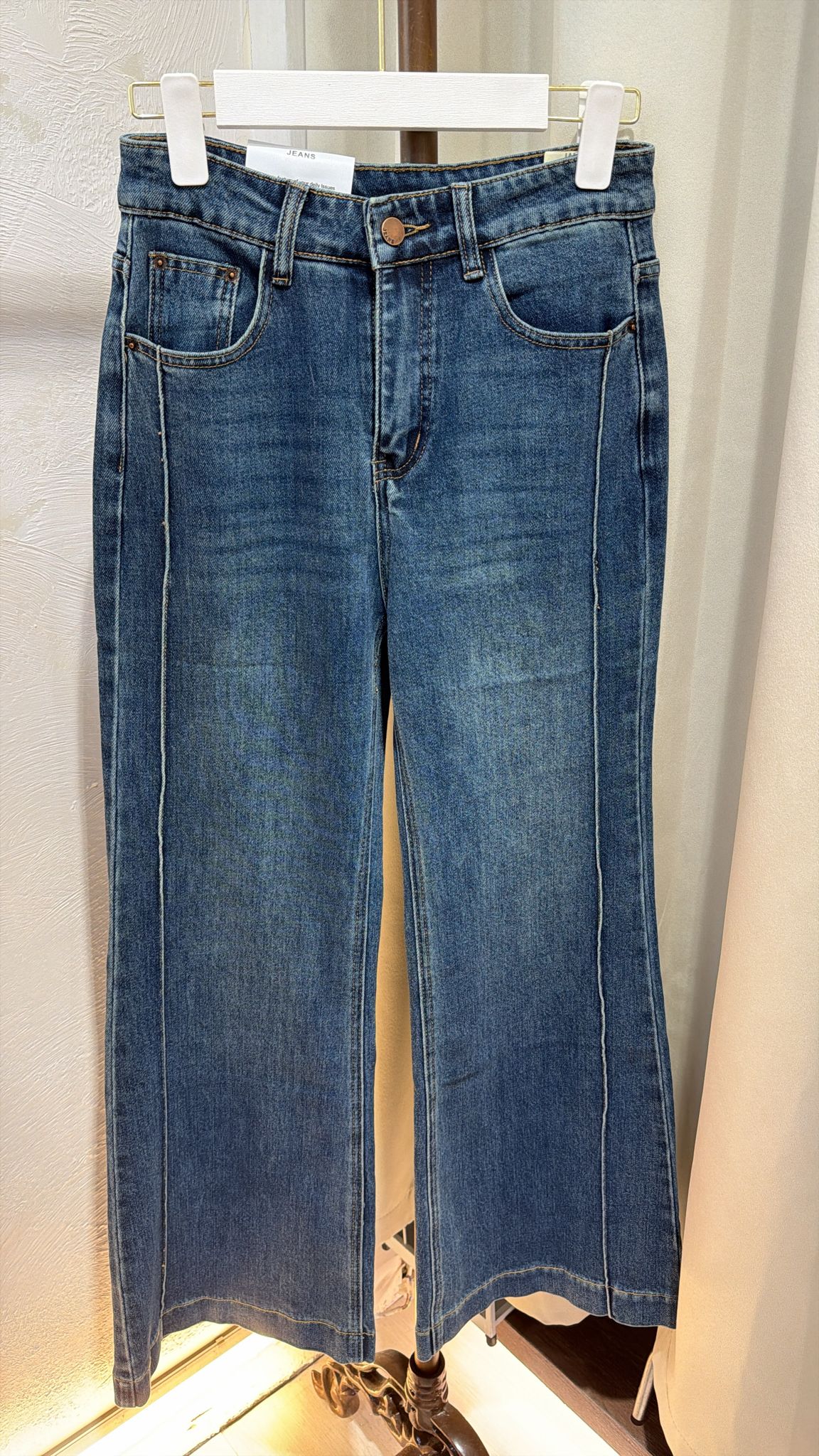 特價復古高腰直筒牛仔褲