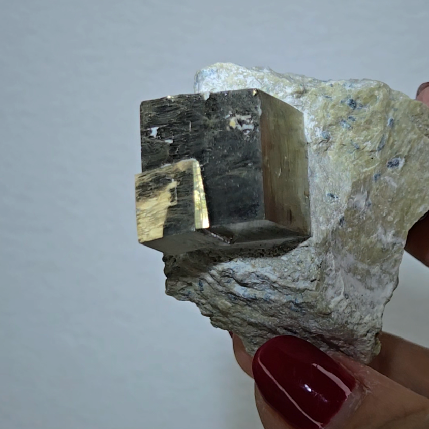 Pyrite double cubes on matrix from Spain - PY13
