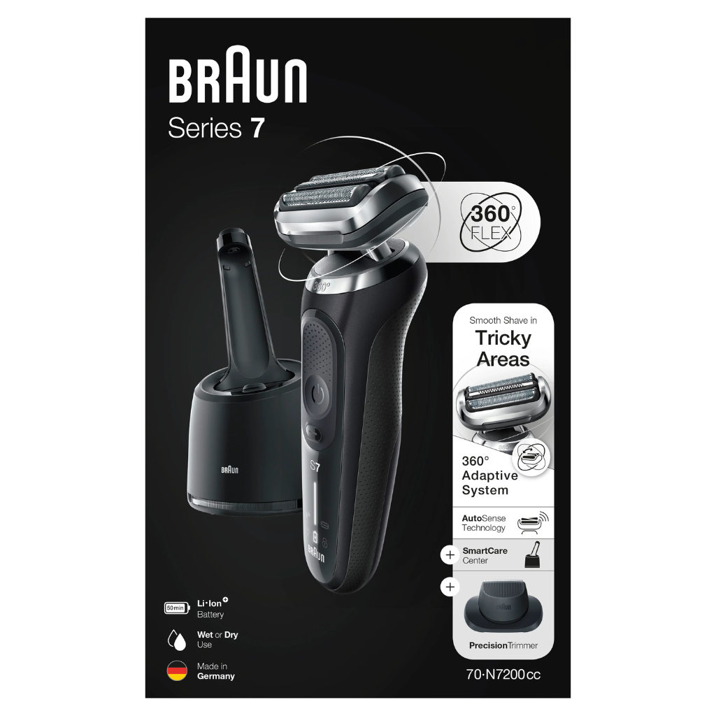 BRAUN 百靈 71-N7200cc Series 7 乾濕兩用電鬚刨 連 精準修剪器及清潔充電座 香港行貨
