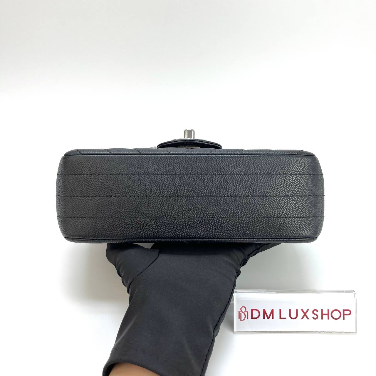Chanel Black Caviar Chevron Mini Rectangular CF SHW (Serial 25, Y: 2018)