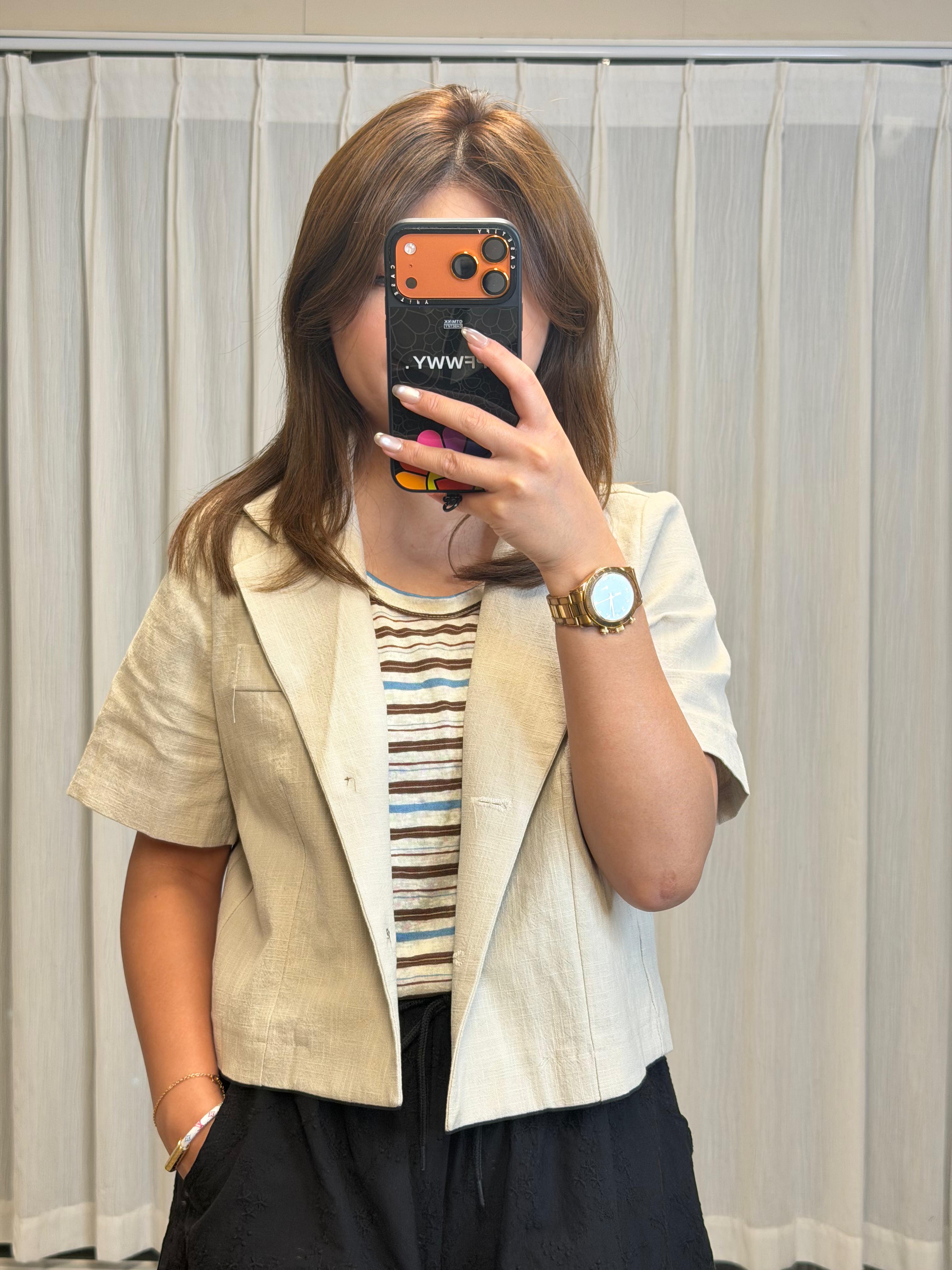 #221119 麻質短外套