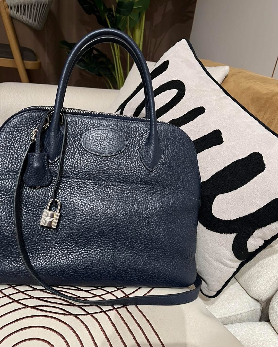Hermes bolide 31,STAMP X,7L馬耳他藍色銀扣，100%Authentic,95%new✅key lock✅dust bag