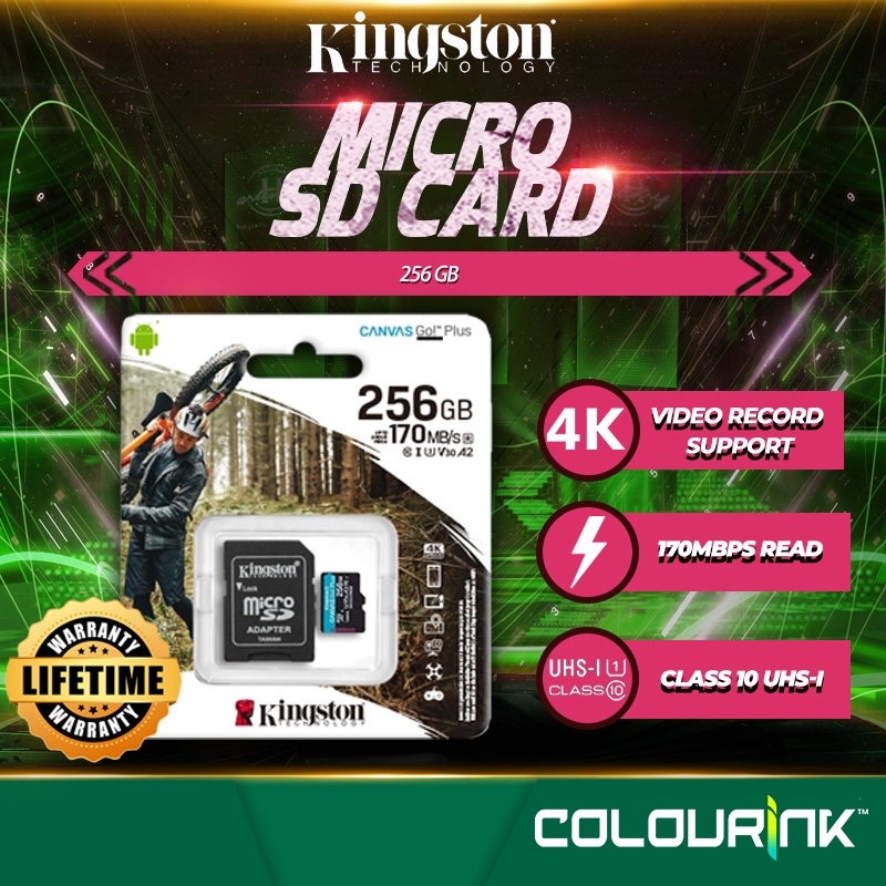 Kingston Canvas Go Plus SDCG3 micro sd memory card 170MB/s Class 10 4K Video Camera IP Camera 64GB 128GB 256GB 512GB