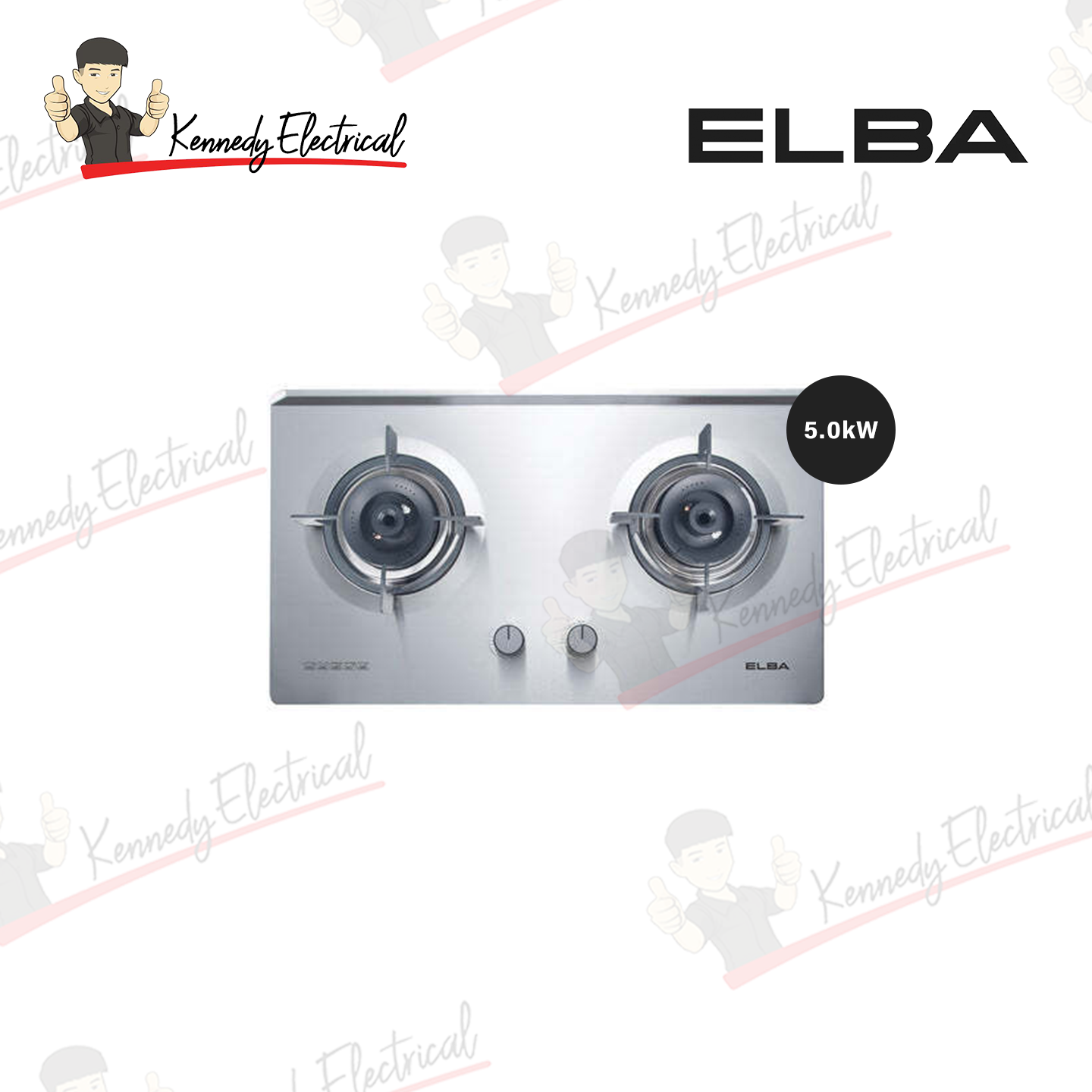 Elba 5.0Kw Double Burners Built-In Stainless Steel Hob EBH-M8962(SS)
