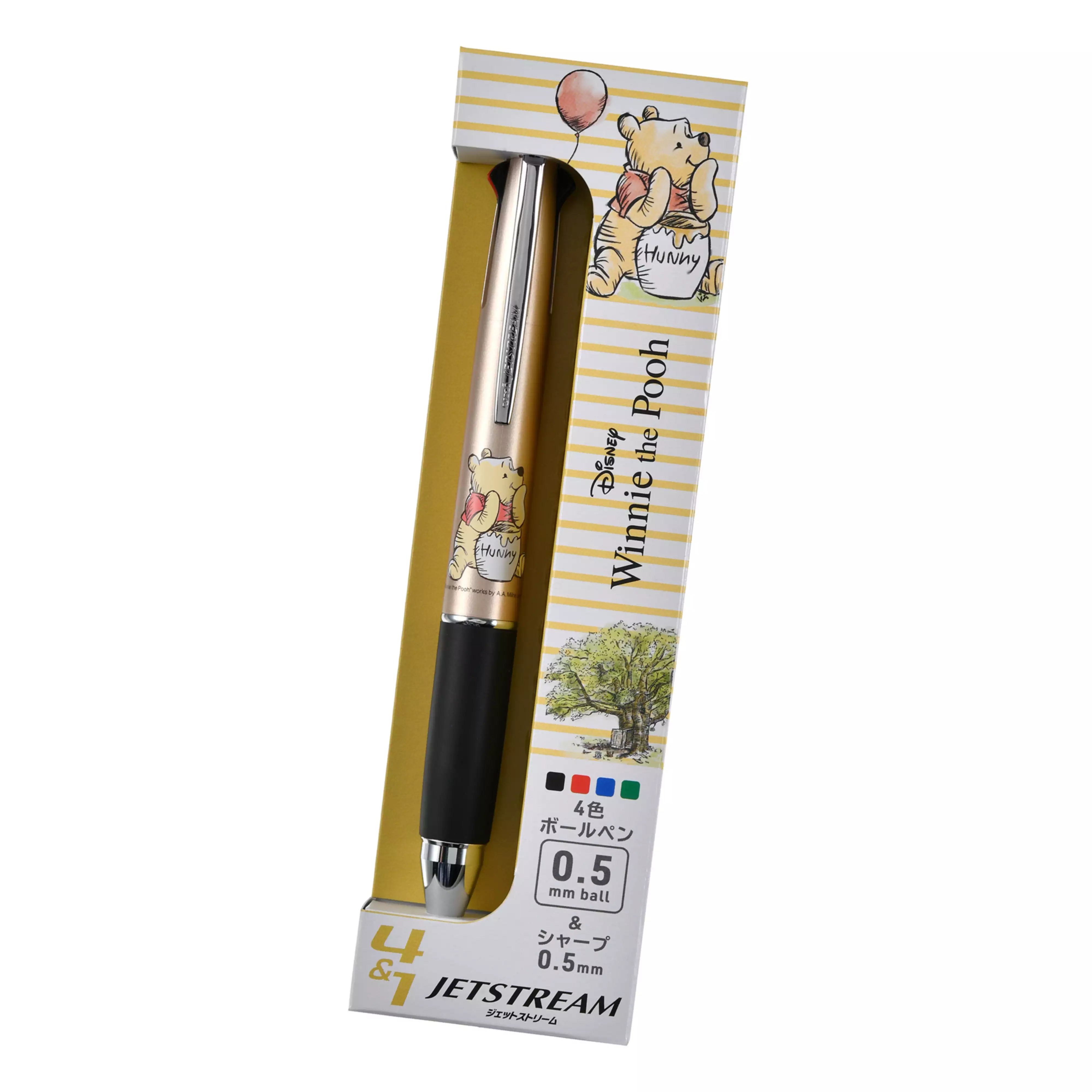 現貨｜【日本 Disney Store 限定】 Winnie the Pooh 小熊維尼 Disney 日本製 uni Jetstream 4&1 多功能 5用筆 0.5mm 4色原子筆 + 0.5mm 鉛芯筆 823440