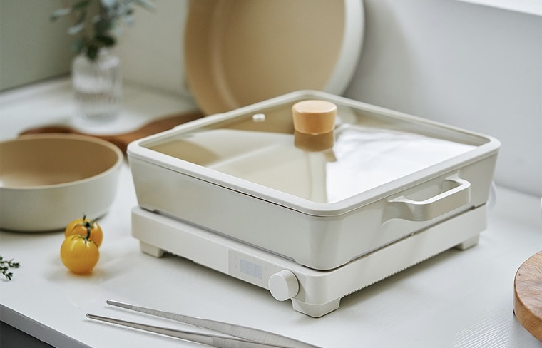 Fika 28cm 方形有蓋煲 (適用於電磁爐) 連方形電磁爐套裝