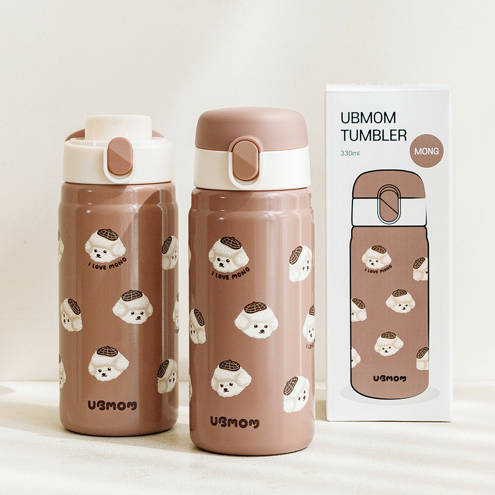 UBMOM 不銹鋼316直飲保溫杯 - 啡色萌萌狗- 330ml