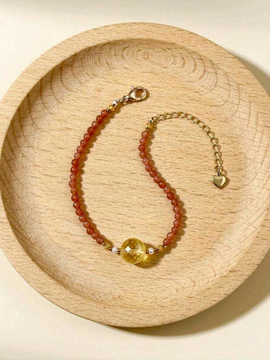 Orange Agate and Citrine Bracelet 