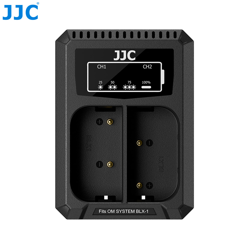 JJC USB Dual Battery Charger For Olympus BLX-1 / BLX1 (DCH-BLX1TC)