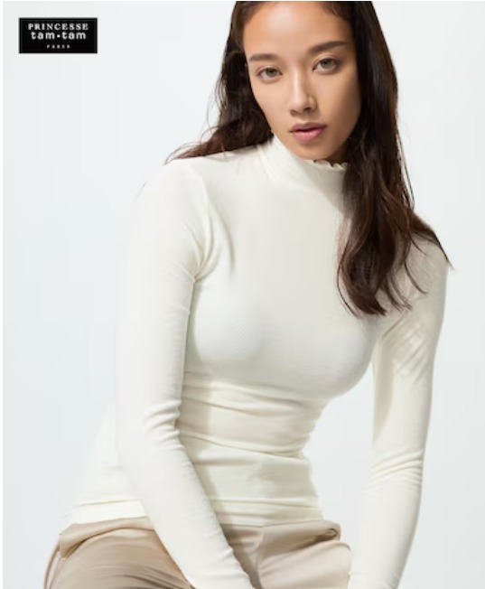 （日本現貨）日本直送✈️ Uniqlo x Princess Tam Tam 極暖 Heattech 羊絨混紡羅紋高領 T-shirt