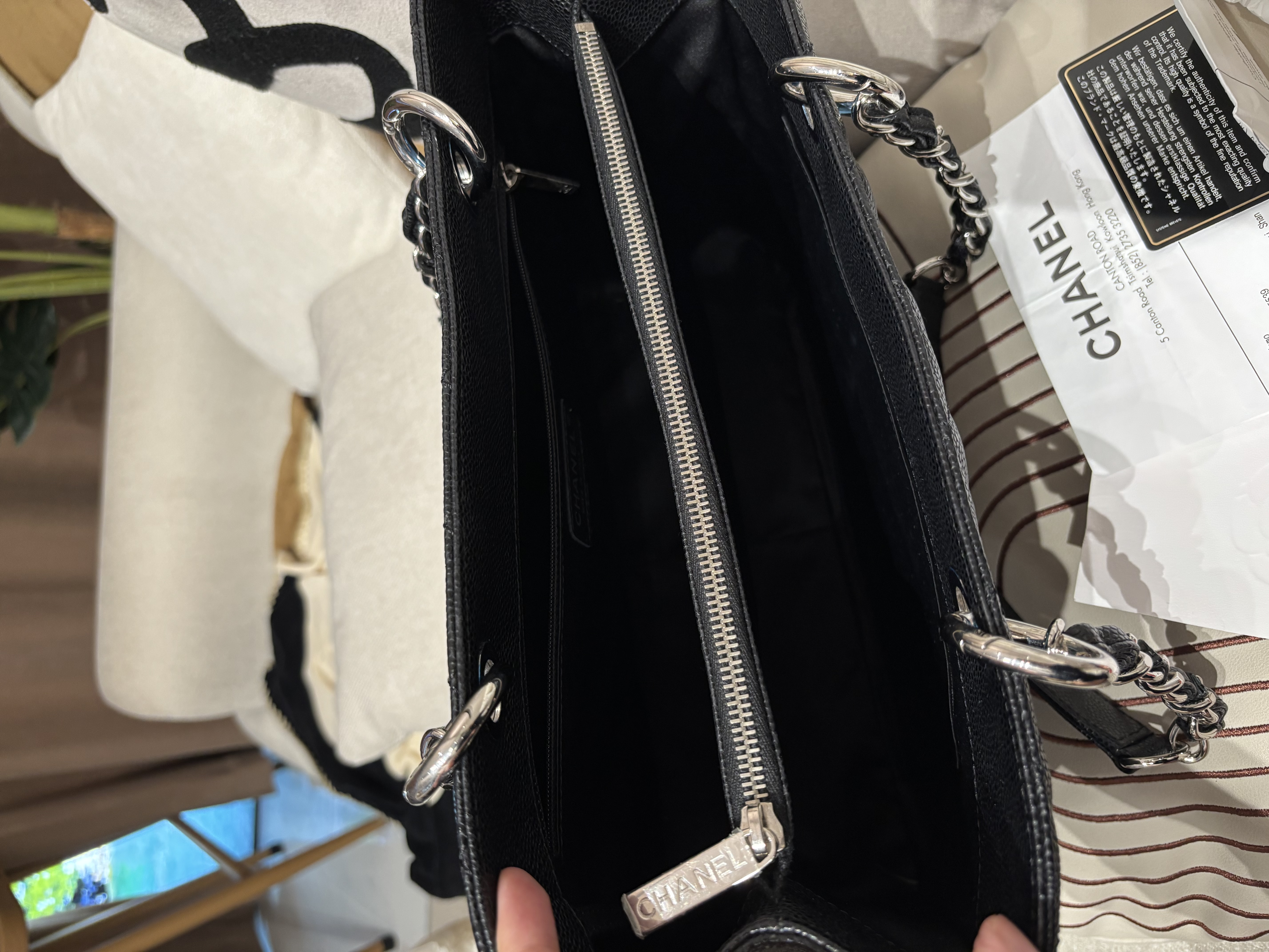 未使用品 Chanel Gst Tote Bag 黑色荔枝牛皮銀扣 grand shopping tote bag 100%Authentic, unused ✅收據✅19Card✅Dust bag✅Box 