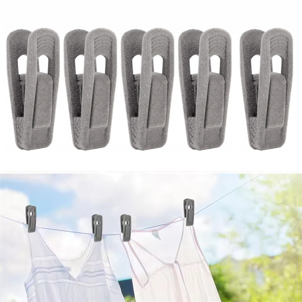 10x 植絨衣服夾子 灰色 UB0241