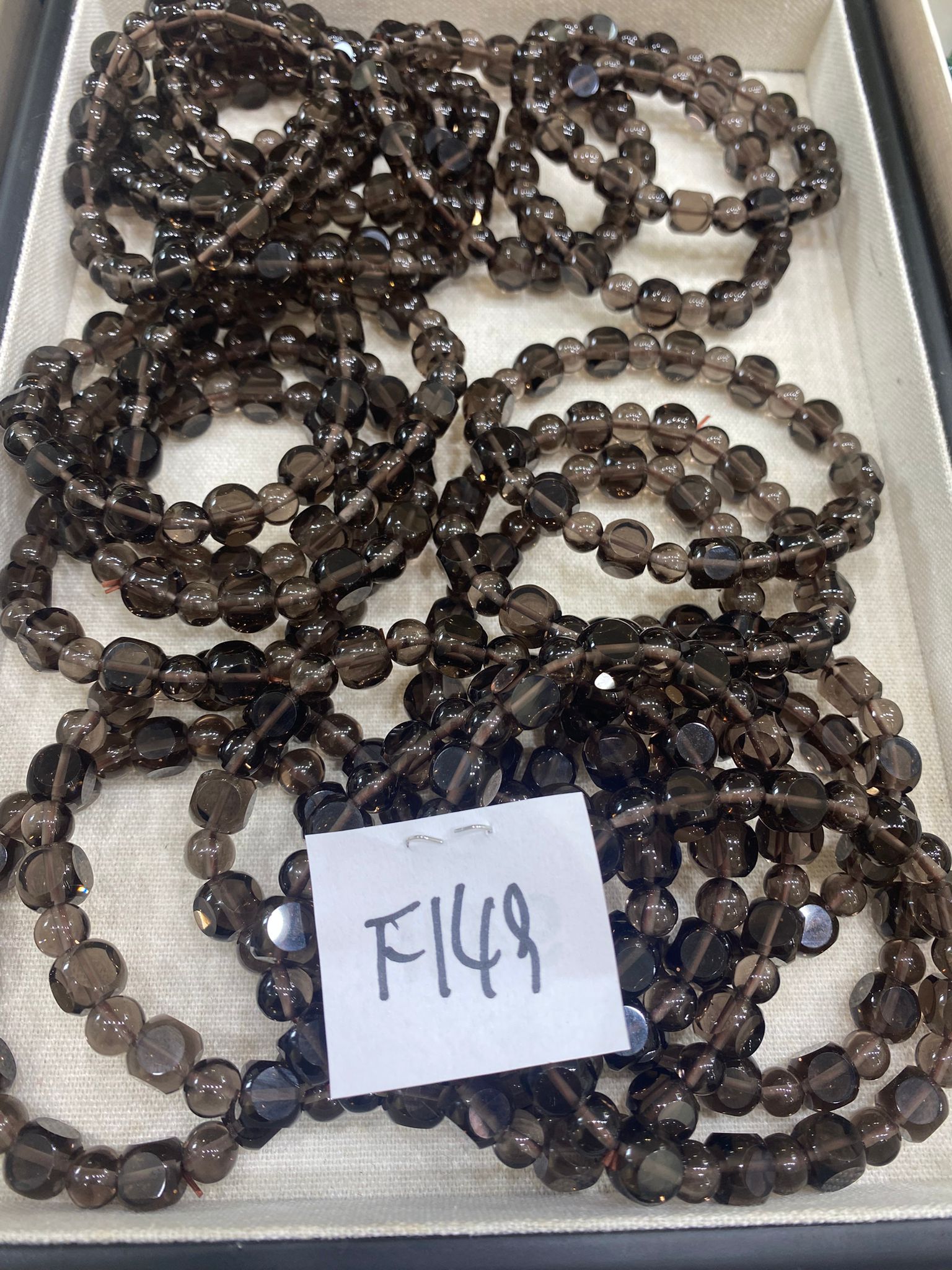 F149 茶晶方圓有度切割手串8mm