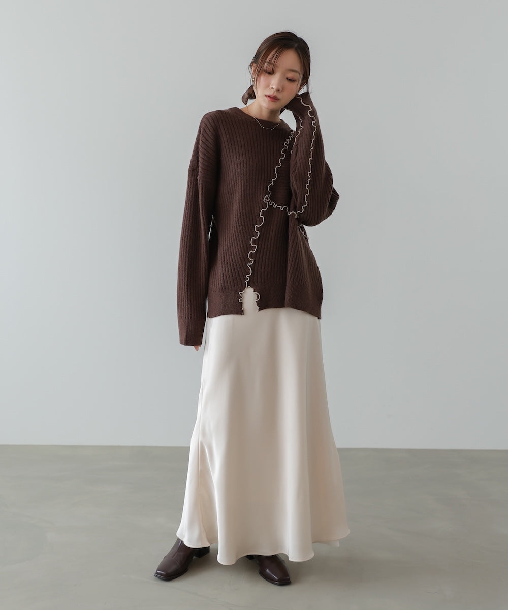 <JP> 設計感！特色滾邊軟糯Knit Top* 4色入 <預購>