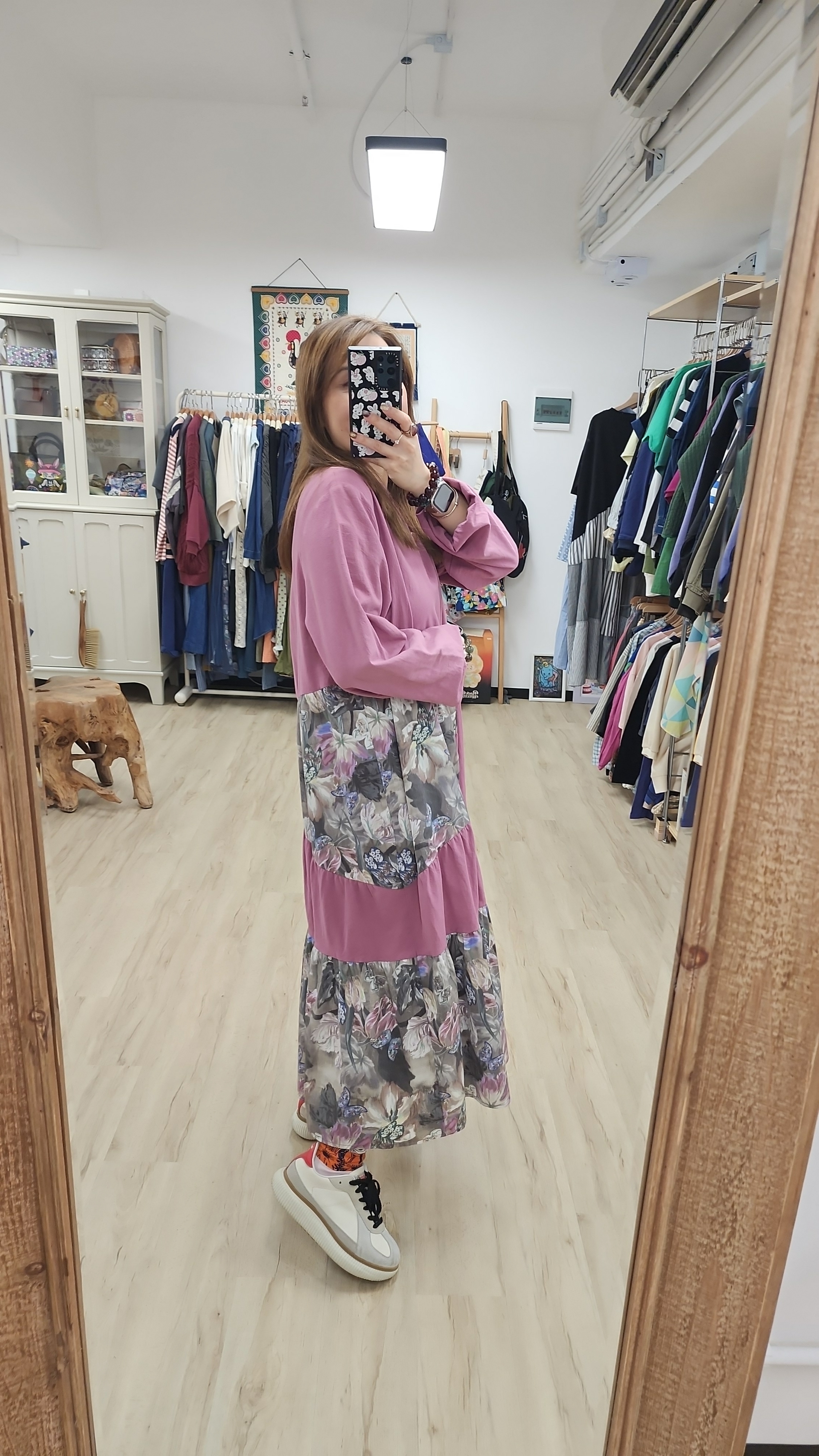 日牌Scolar紫拼花插畫連身裙