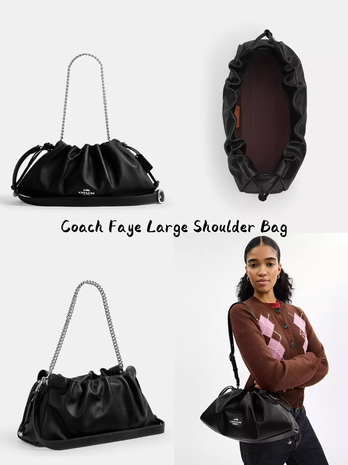 0417 𝐂𝐎𝐀𝐂𝐇 𝐅𝐚𝐲𝐞 Large Shoulder Bag 抽繩雲朵兩用手袋 L Size 5月尾