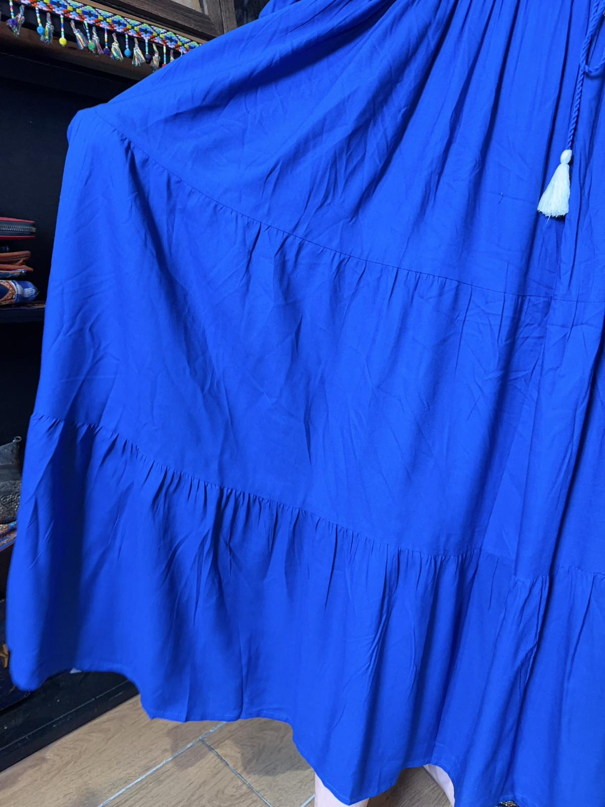 Blue with White Emb. Set of 2 Sleeveless OP with Jacket #1461