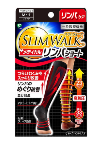 PH635(M-L)日本Slimwalk露趾壓力襪黑色短筒