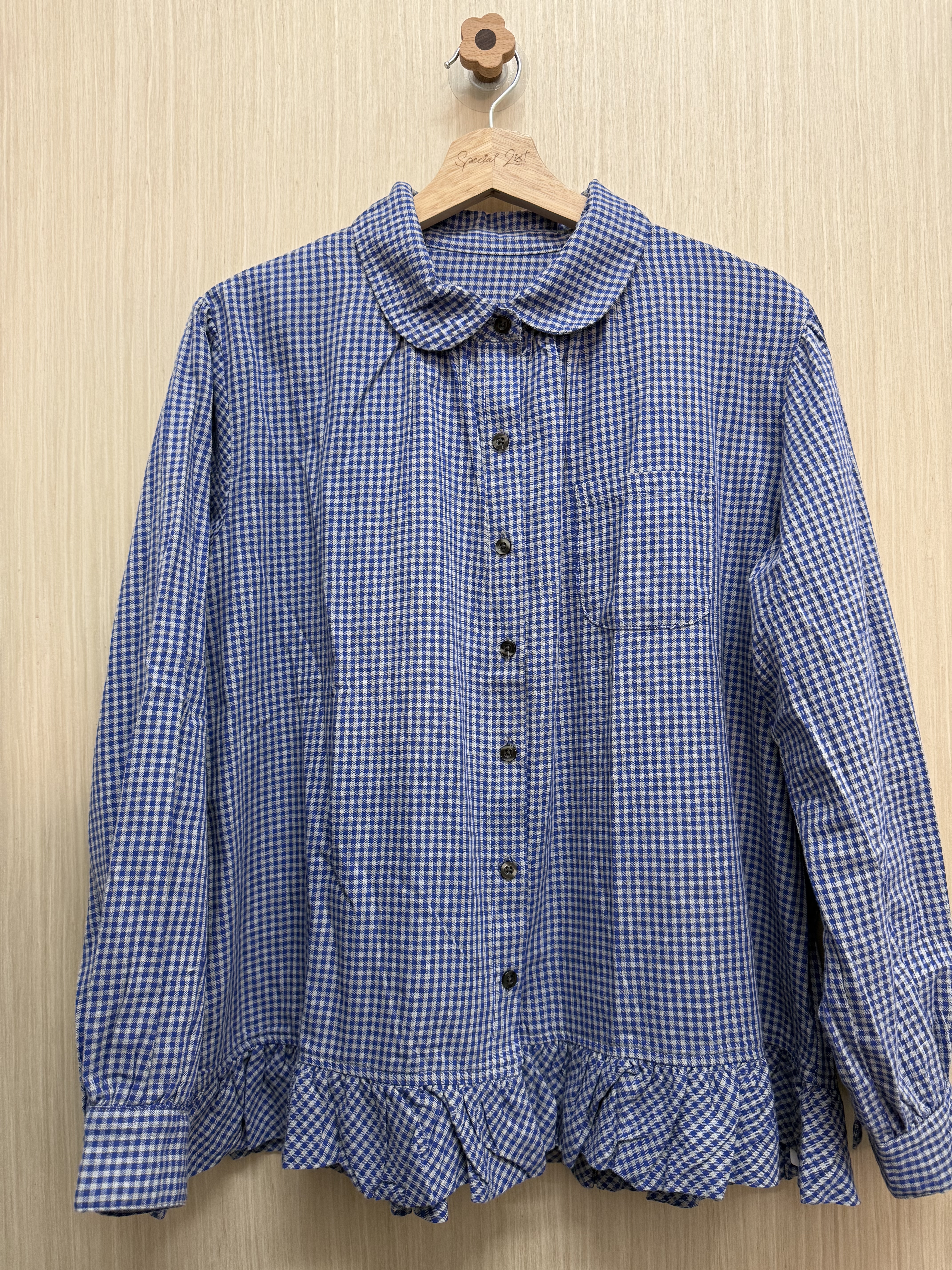 褶褶下擺𝐫𝐮𝐟𝐟𝐥𝐞格仔恤