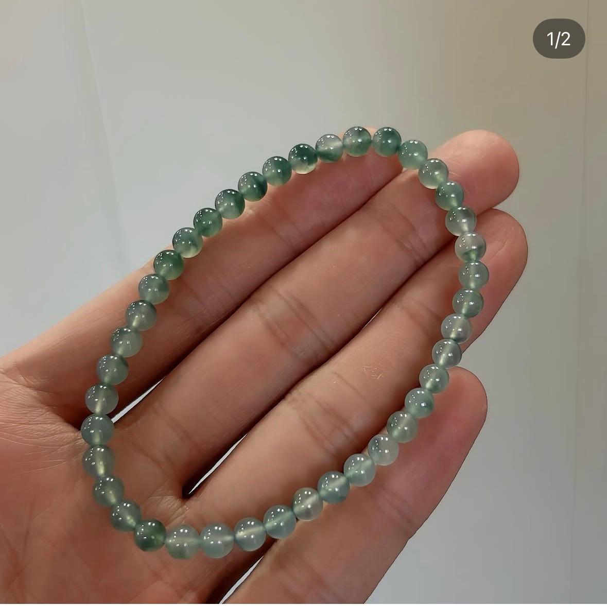 4.8mm 玻璃底飄花翡翠手串