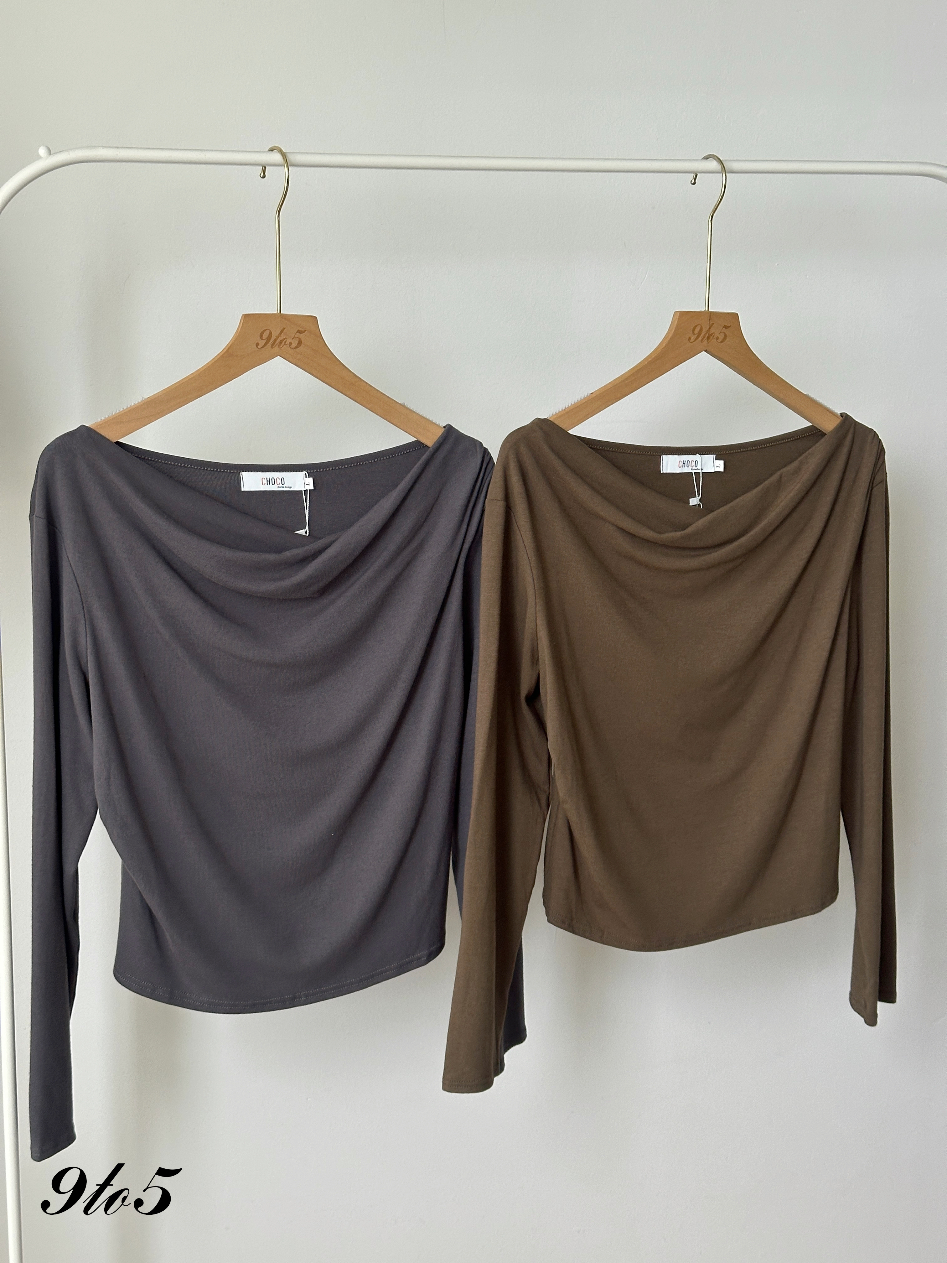 T4384 Ruched Boat Neck Top - 4 Colors 
