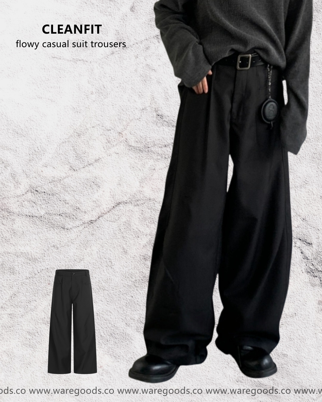 W1406垂感鬆身直筒西褲