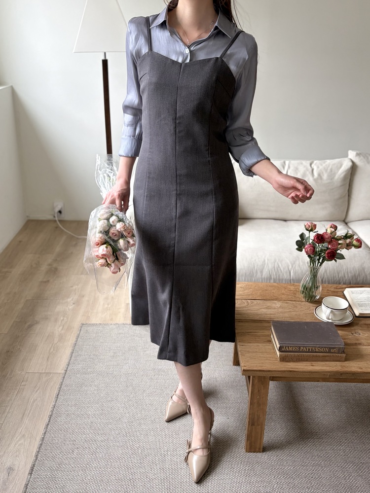 Contour Slip Dress (Grey)