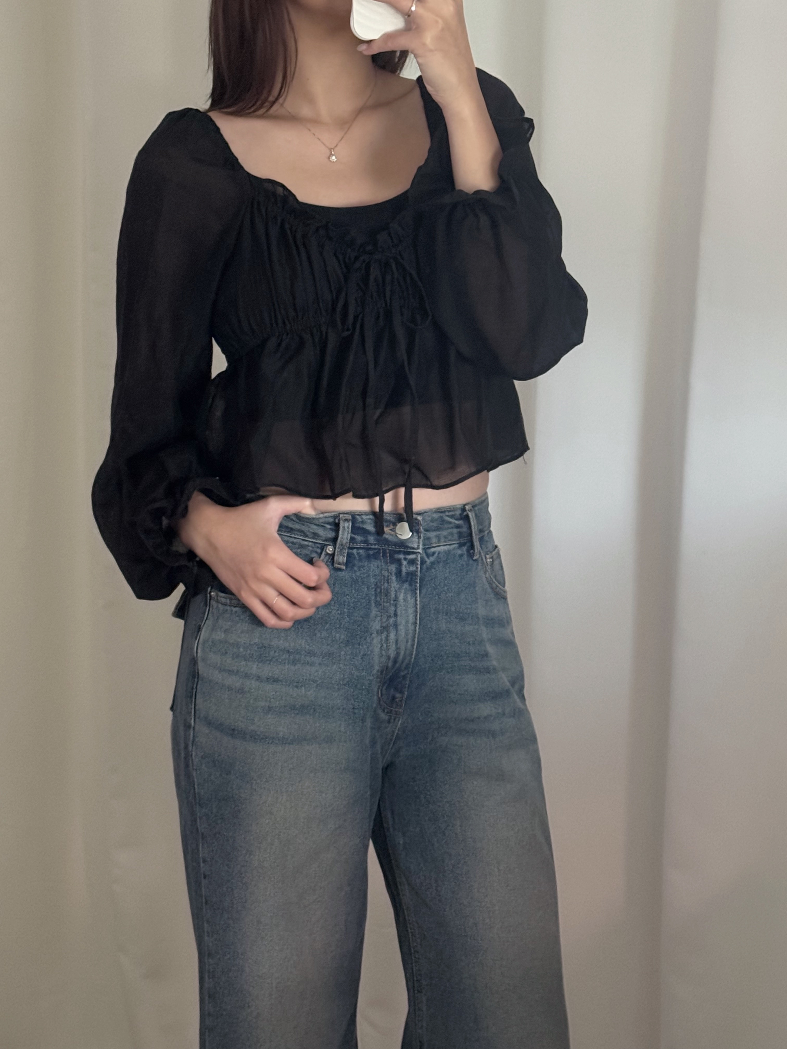 春日透透傘型長袖上衣(兩色入)