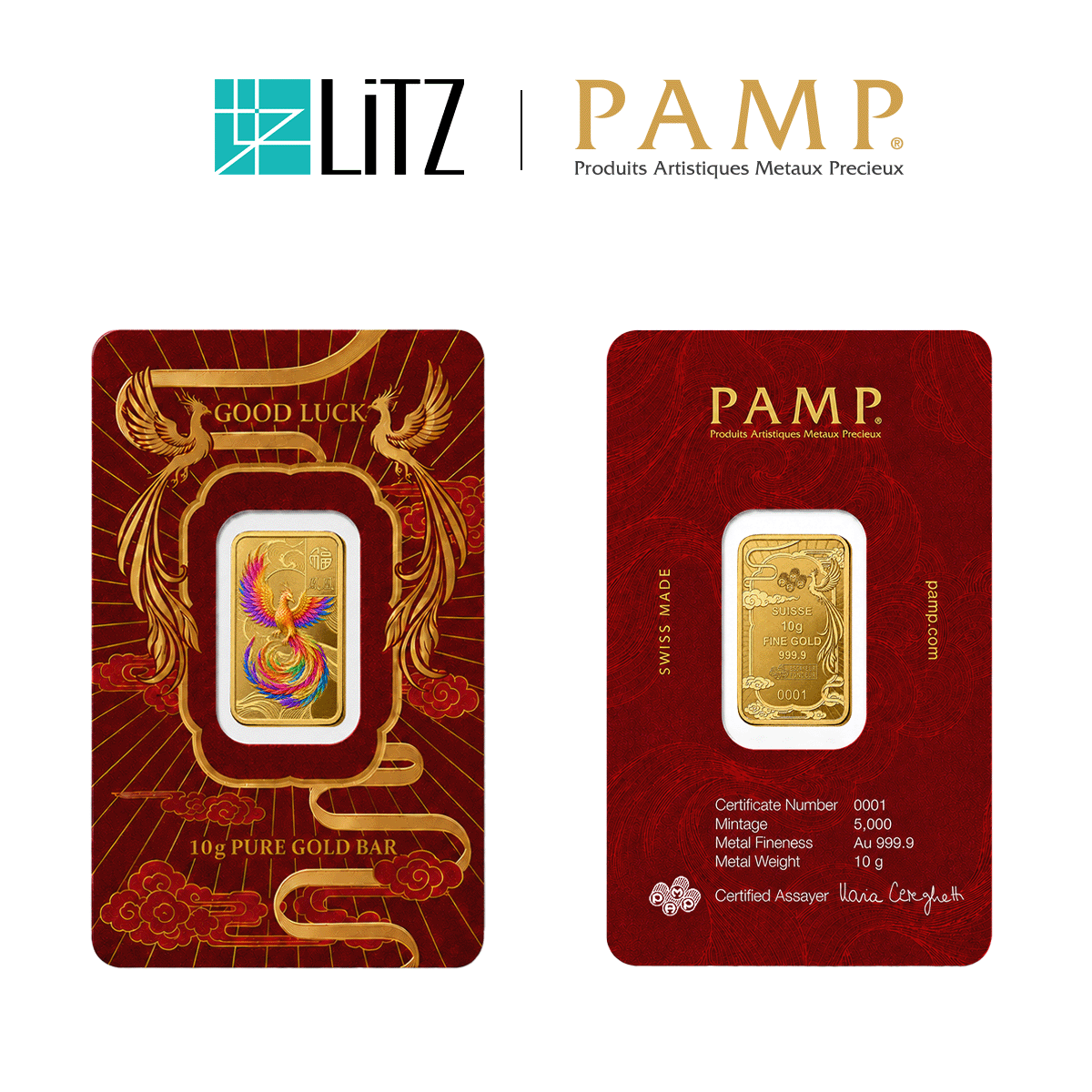 [10 gram] LITZ PAMP Suisse Good Luck Phoenix Limited Edition Gold Bar (999.9) PG081