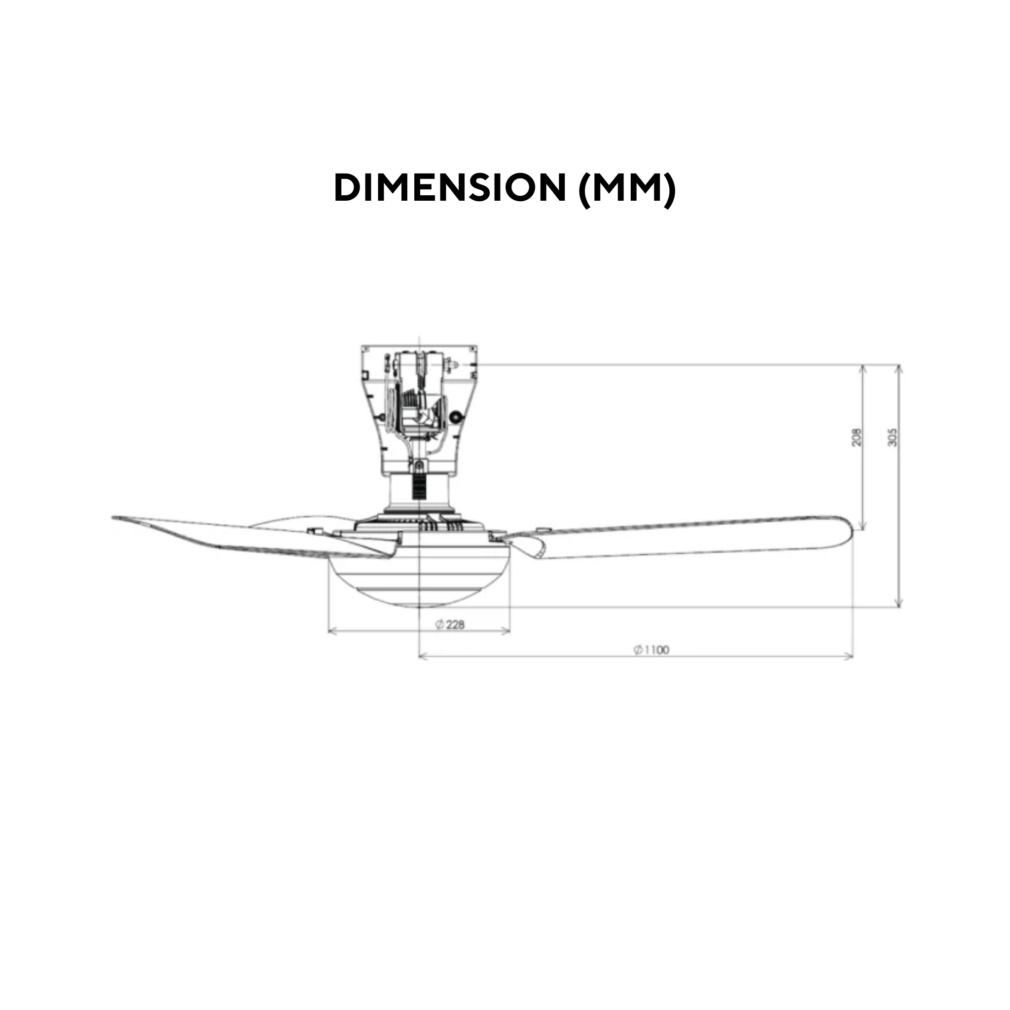 KDK 44" 3-Blade Baby Remote Ceiling Fan K11ZF-WT (White)