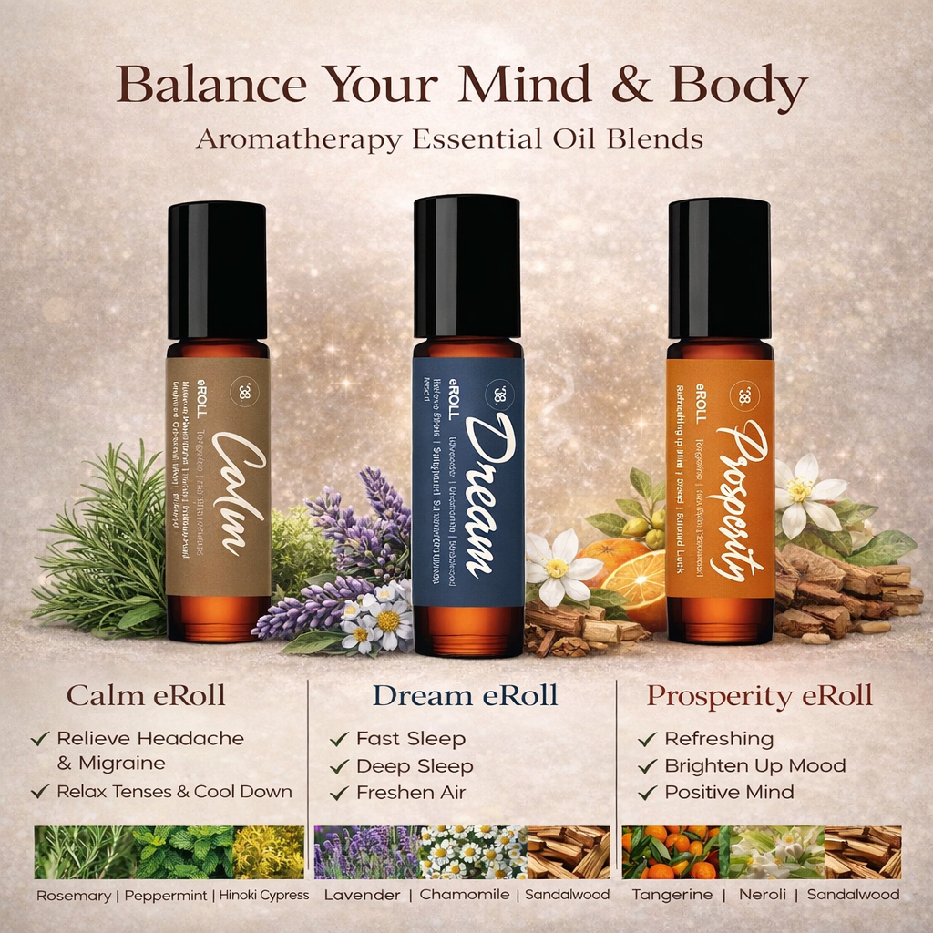 eROLL SERIES Prosperity Dream Calm Roll-On Essential Oils 3-Pack