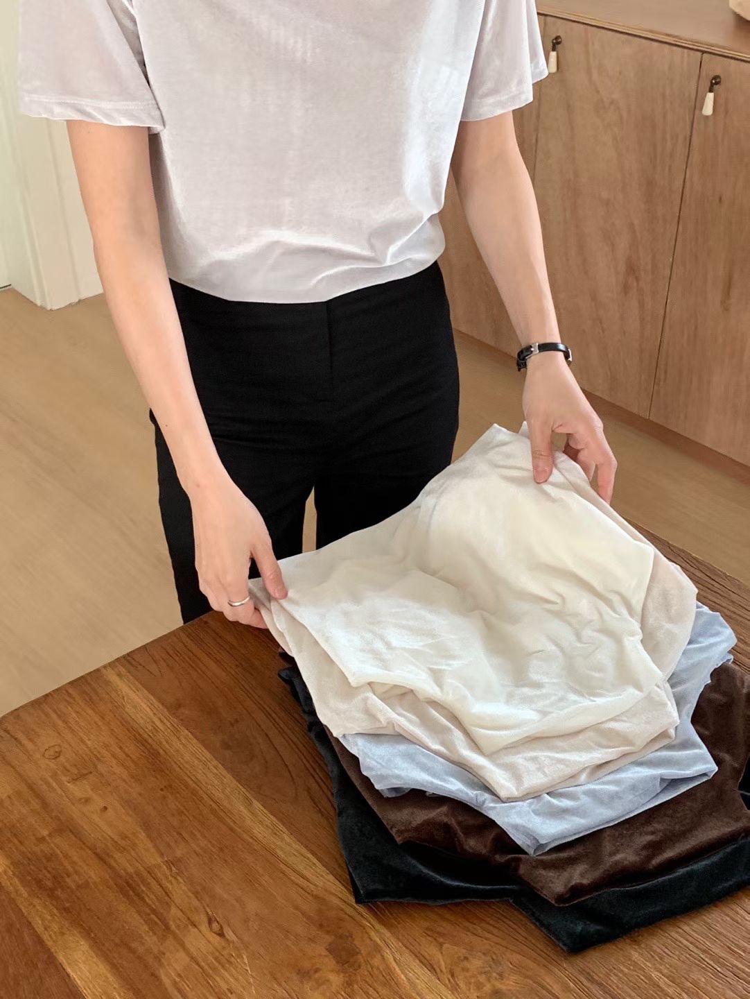 221500 企領短袖薄絲絨Tee