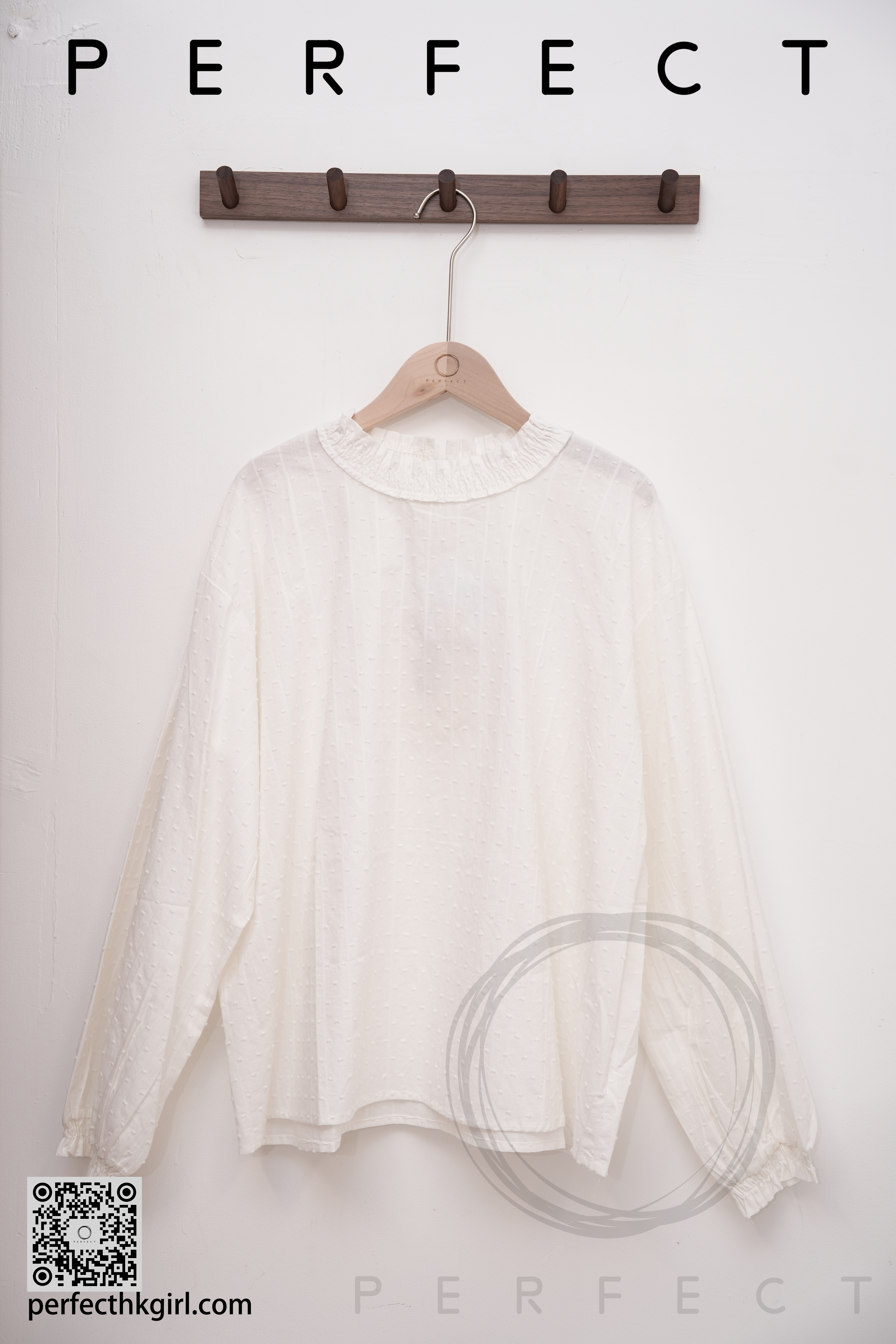 T0029_文青浮雕波點裇衫（純潔白）