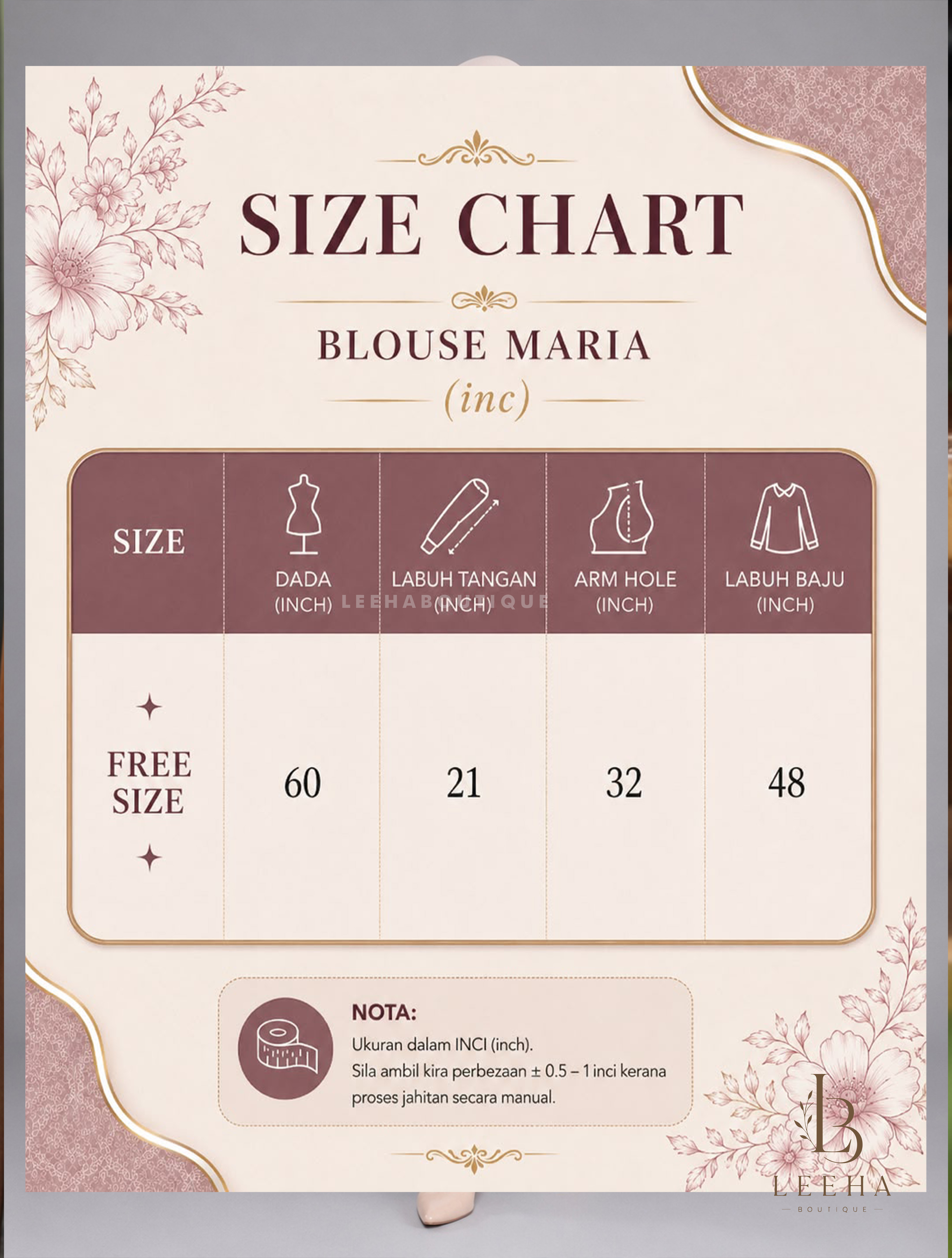 BLOUSE LABUH MARIA (FREE SIZE)