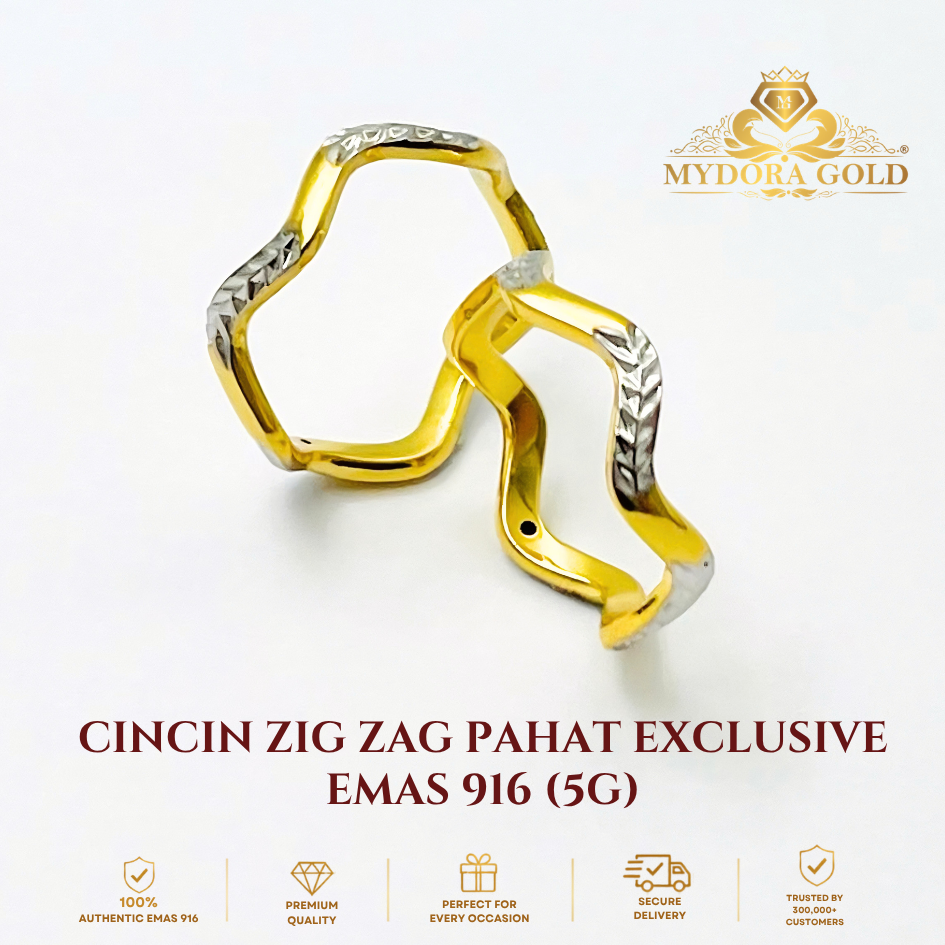 MYDORA Cincin Zig Zag Pahat Exclusive (5G) l EMAS 916/22K