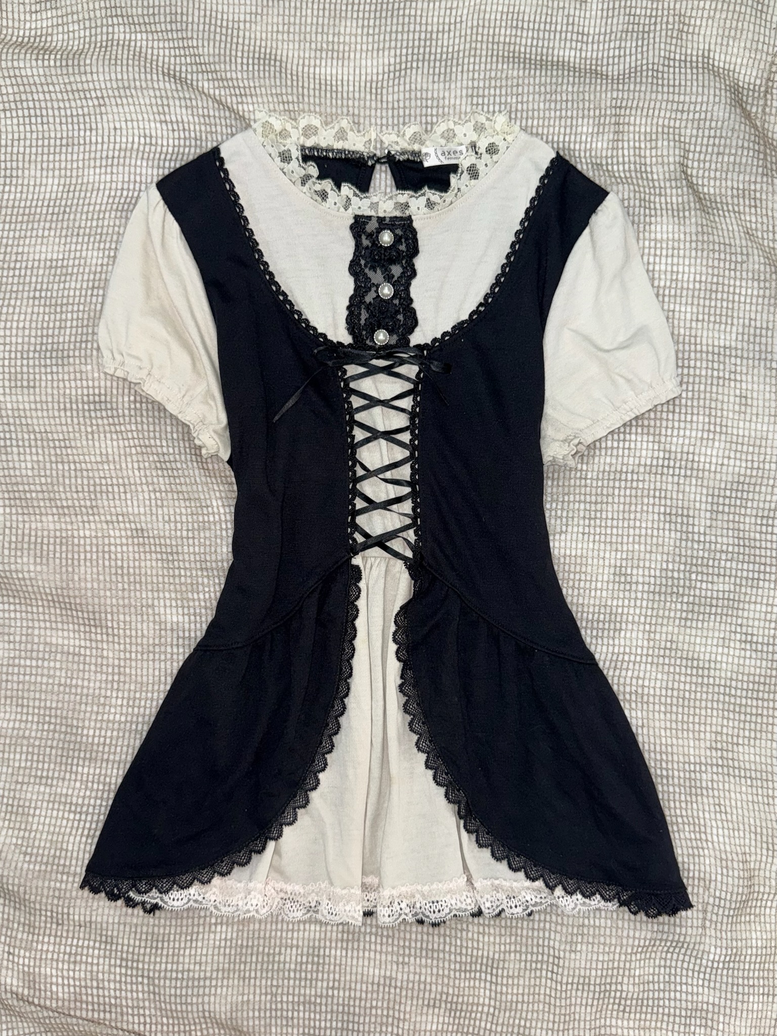 Axes Femme Gothic Faux Twin-Set Corset Knit Top