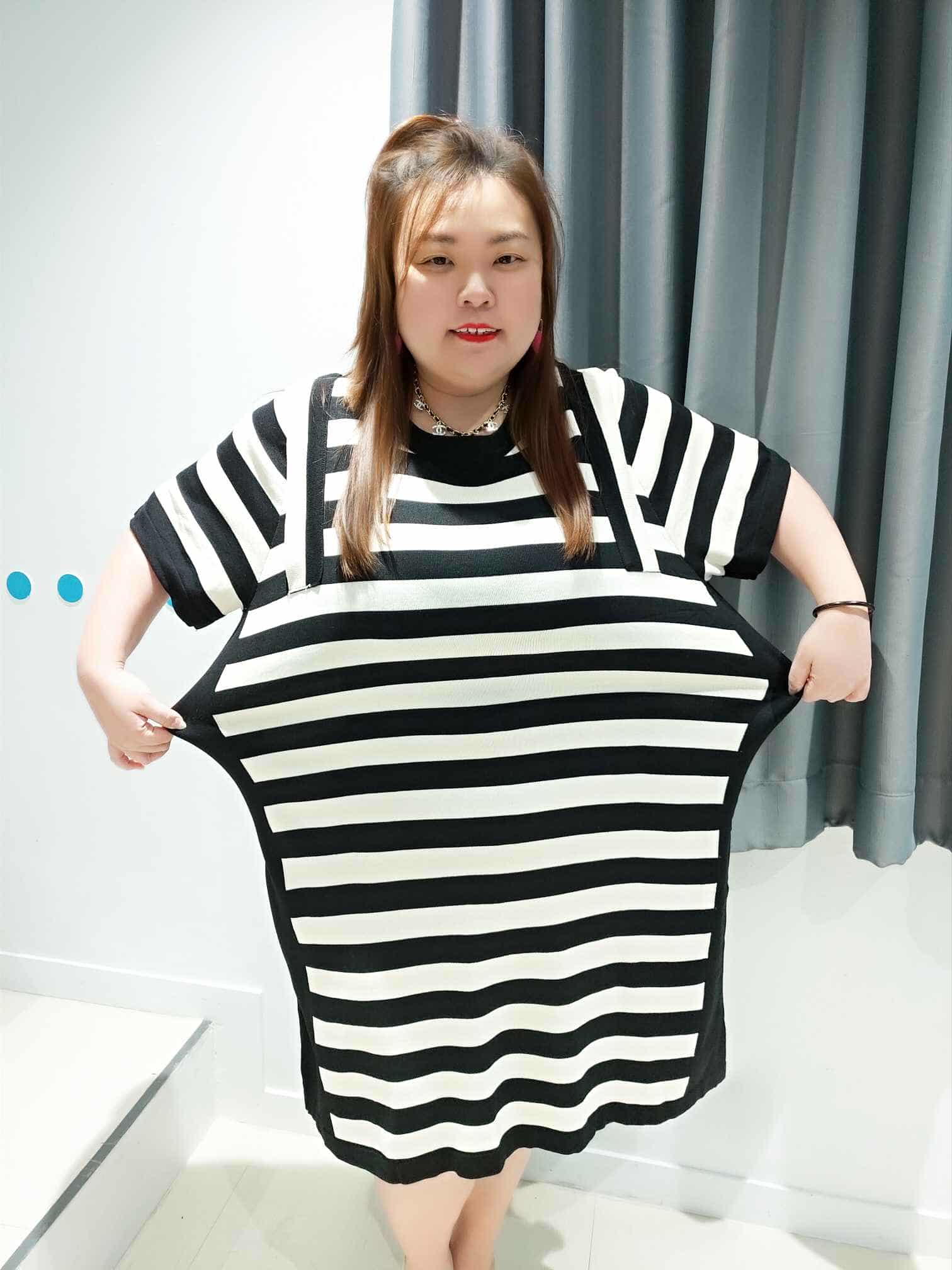 DSD02 假两件线条设计针织连身裙