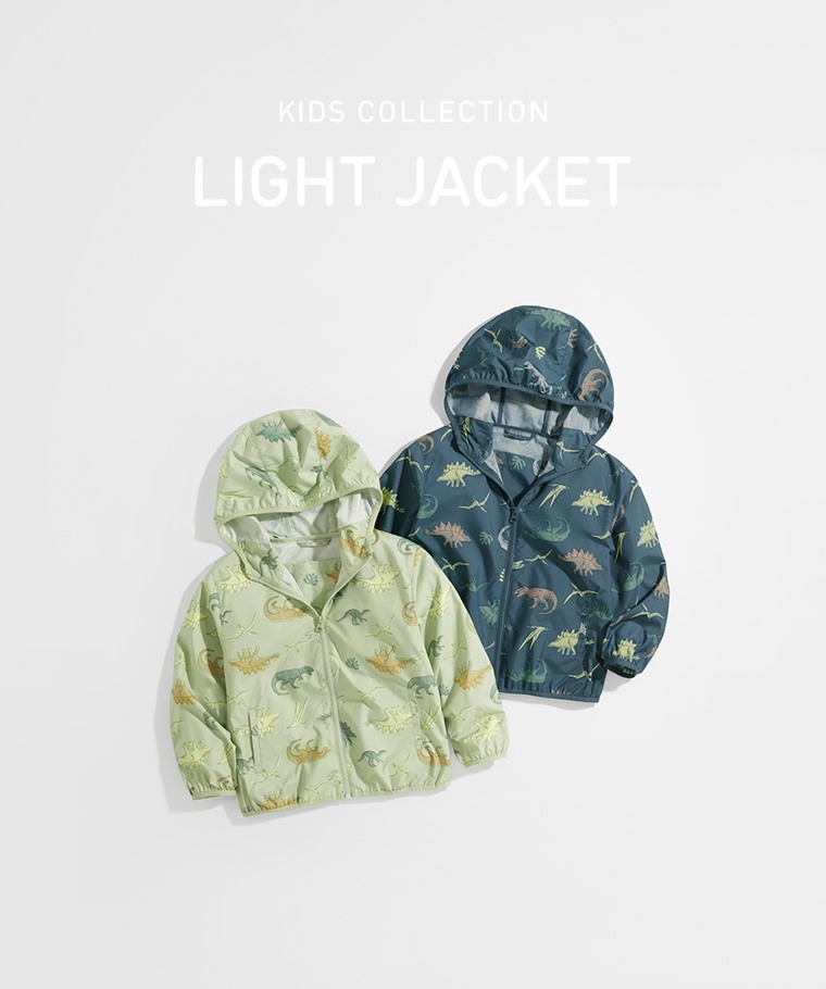 💚預訂 台灣直送💚兩色恐龍滿印抗UV輕型連帽風衣外套