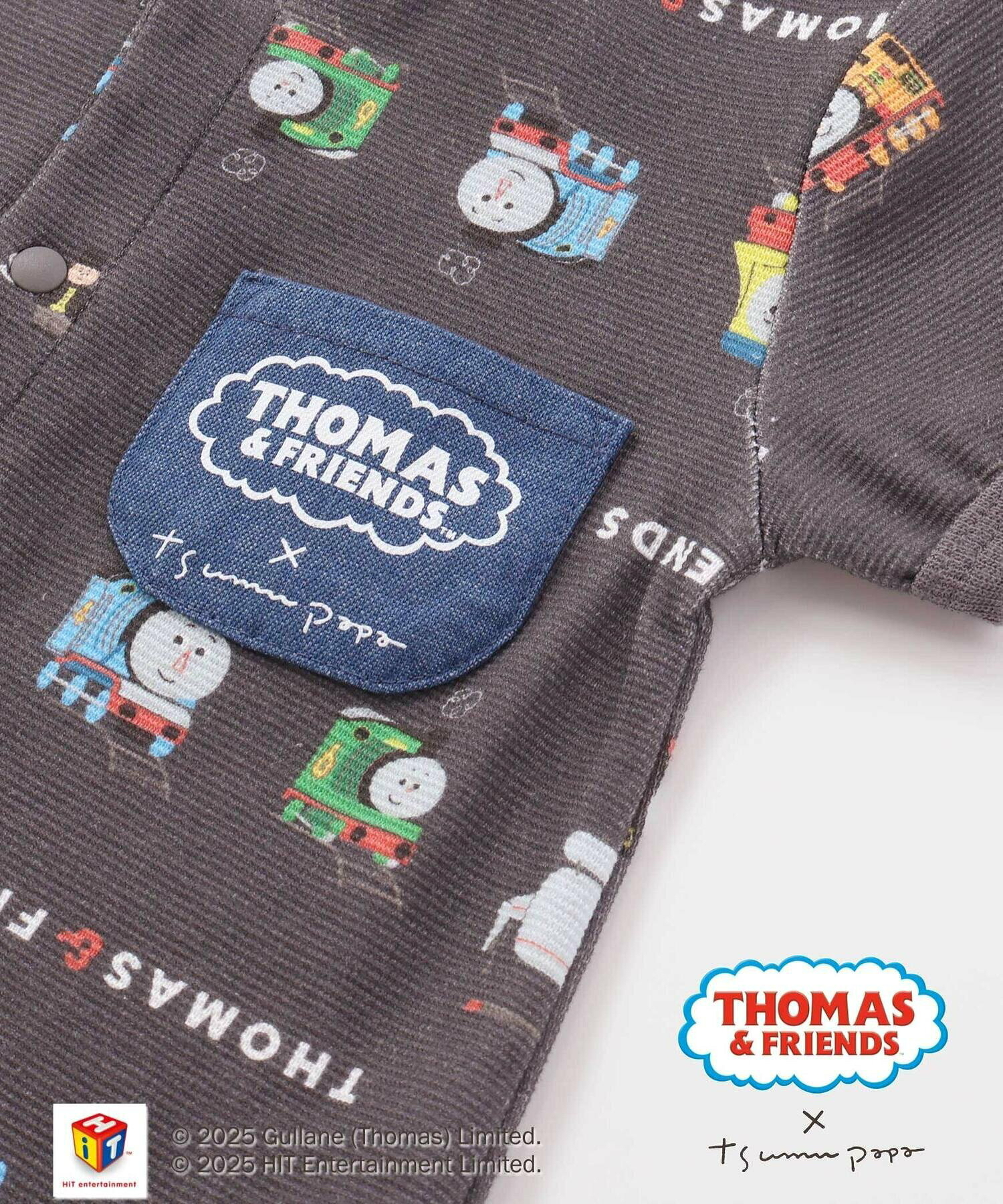 🇯🇵預訂 日本直送🇯🇵Slap Slip Baby x Thomas系列兩色小火車滿印口袋短袖連身服