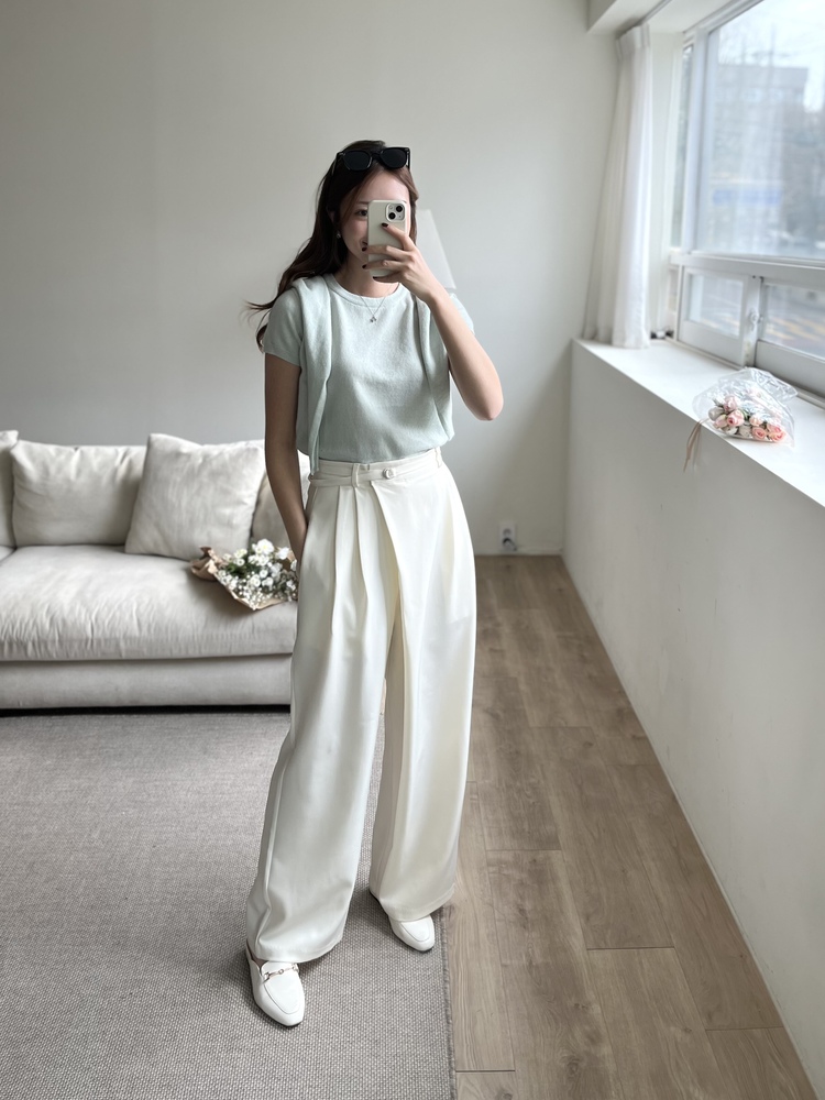 Asymmetric Wrap-Line Slacks (Ivory)