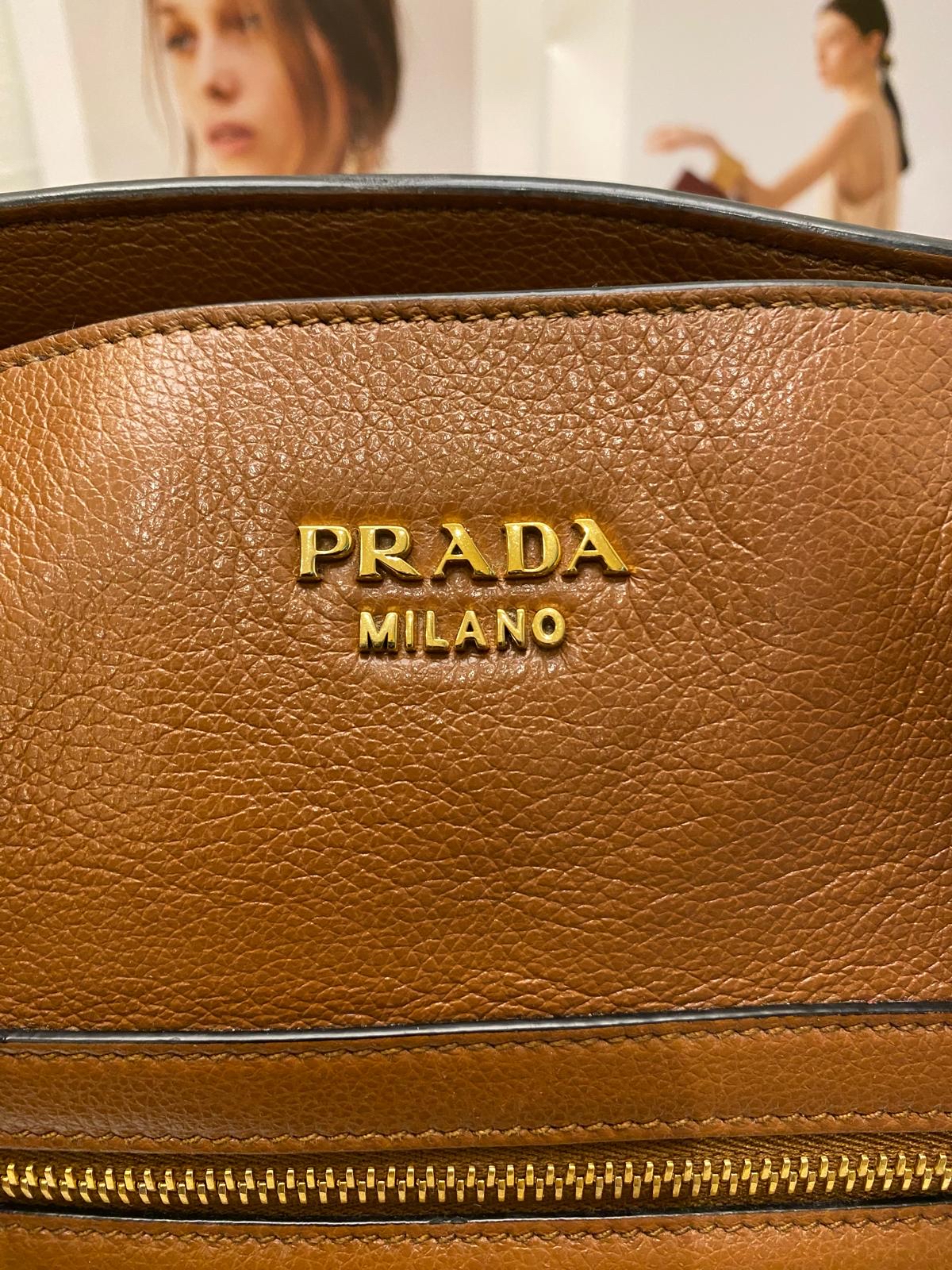 Prada Daino Leather Tote Bag (Cognac)