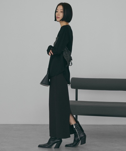 裹胸前設計感後綁帶上衣