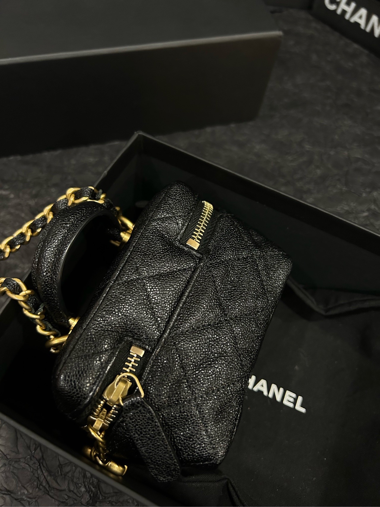【預訂貨品】Chanel 黑金荔枝 mini小廢包