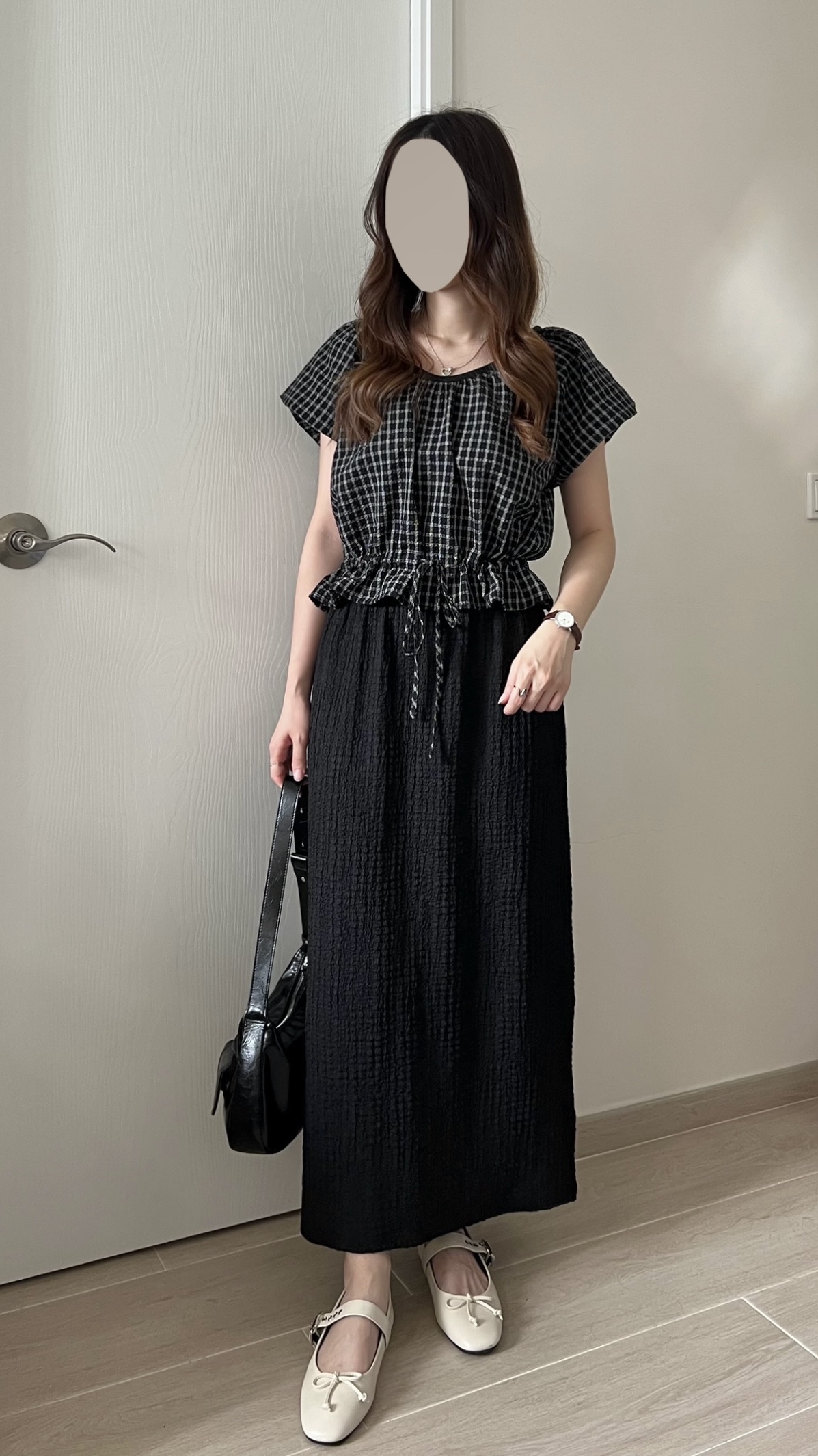 推薦 免熨寬鬆格紋blouse 