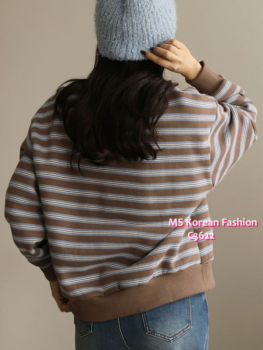 C3622 韓國🇰🇷靚色橫間衛衣